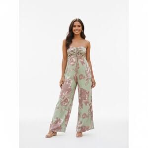 Miss Avenue NWT Strapless Floral Wide Leg Jumpsuit Vacation Resort Beach S